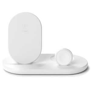 Бездротовий зарядний пристрій Belkin 3in1 Wireless Pad/Stand/Apple Watch, white