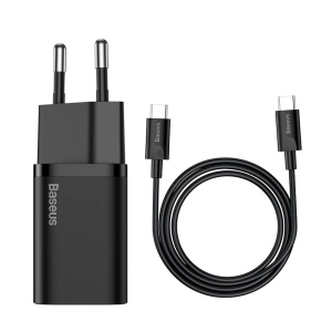 Зарядное устройство Baseus Super Silicone PD Charger 25W USB-C with USB-C to USB-C Cable 1m Black (TZCCSUP-L01) ТОП в Житомире