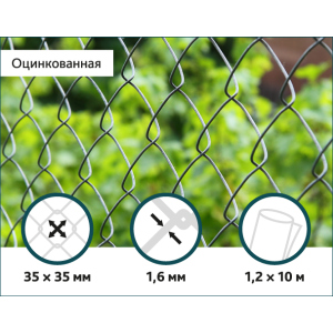 Сітка Рабиця оцинкована Сітка Захід 35х35/1,6мм 1,2м/10м ТОП в Житомирі