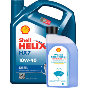 Моторна олія Shell Helix D HX7 10W-40 4 л + Shell Winter Screenwash Concentrate -55 ° С 1 л (ТОВ-У512756)