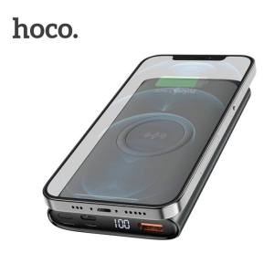 хорошая модель УМБ Hoco Q6 Aegis с функцией беспроводной зарядки (22.5W, 10000 mAh, USB Type-С) powerbank – темно серый