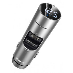 Автомобільний зарядний пристрій з FM-модулятором Baseus Energy Column Car Wireless MP3 Charger(PPS Quick Charger-English) Silver