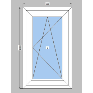 Окно металлопластиковое Rehau Synego 80 mm 1-створчатое поворотно-откидное, фурнитура Siegenia, 600х1000 мм, белое лучшая модель в Житомире