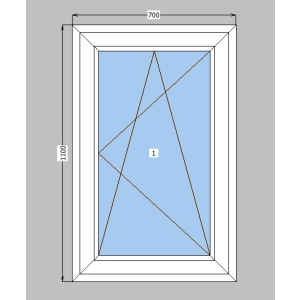 Окно металлопластиковое Lider 58 mm 1-створчатое поворотно-откидное, фурнитура Vorne, 700х1100 мм, белое