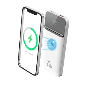 Павербанк Baseus Magnetic wireless Quick Charge 10000mAh 20W для iPhone 12-13|12-13 Pro|Max|Watch| AirPods| iPad| Samsung| Xiaomi| Huawei| Lenovo| Oppo White лучшая модель в Житомире