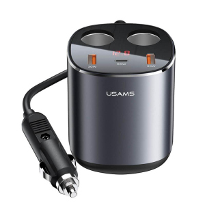 Автомобільний зарядний пристрій USAMS US-CC151 2USB/1Type-C, 245W/5A, PD/QC| адаптер із швидкою зарядкою (US-CC151) рейтинг