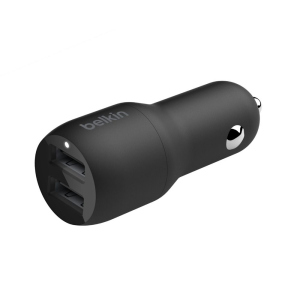 Belkin Car Charger 24W Dual USB-A, USB-A - Lightning, 1m, black