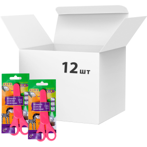 Упаковка Ножницы детские ZiBi 13.5 см с линейкой в чехле 12 шт Розовый (ZB.5004-10)