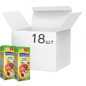 Упаковка соку Nutrino яблуко та персик 18 шт х 200 мл (8606019657673)