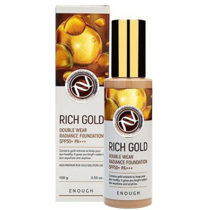 Тональний крем із золотом Enough Rich Gold Double Wear Radiance Foundation SPF50+ PA+++ №21 100 г (8809605871945) краща модель в Житомирі