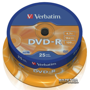 Verbatim DVD-R 4,7 GB 16x Cake 25 шт (43522) лучшая модель в Житомире