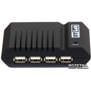 USB USB 2.0 4-х портовий Хаб з блоком живлення STLab (U-181 Black) в Житомире