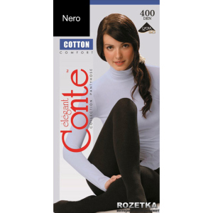 Колготки Conte из хлопка Cotton 400 Den 3 р Nero -4811473020398 ТОП в Житомире