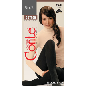 хороша модель Колготки Conte з бавовни Cotton 250 Den 3 р Grafit -4811473032506