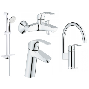 Набор смесителей GROHE Eurosmart 123248MK + кухонный смеситель (23324001 + 33300002 + 27926000 + 33202002)