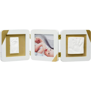Набір для створення відбитка ручки та ніжки малюка Baby Art Потрійна рамка Золотий Кант (3601098600) ТОП в Житомирі