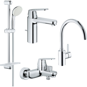 Набор смесителей GROHE Eurosmart Cosmopolitan 126115MK M-size (23325000+32831000+27926001+32843000) лучшая модель в Житомире