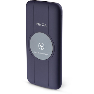 Батарея універсальна Vinga 10000 mAh Wireless QC3.0 PD soft touch purple в Житомирі