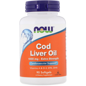 Натуральна добавка Now Foods Cod Liver Oil 1000 мг 90 софт гель (733739017437) в Житомирі