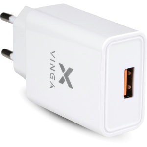 Зарядний пристрій Vinga QC3.0 Quick Wall Charger 1xUSB 18W Max краща модель в Житомирі