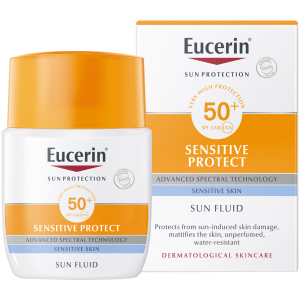 Сонцезахисний флюїд для обличчя Eucerin для чутливої ​​шкіри SPF 50 50 мл (4005800147005) краща модель в Житомирі