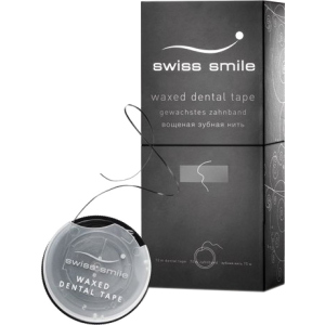 Зубна стрічка вощена зі смаком м'яти Swiss Smile Basel Базель колір чорний 70 м (900-990) 7640131979924 краща модель в Житомирі