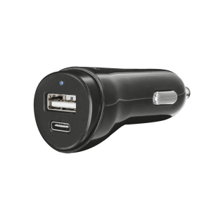 Автомобільний зарядний пристрій Trust Fast Dual USB-C та USB Car Charger for phones and tablets