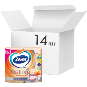 Упаковка туалетного паперу Zewa Deluxe тришаровий аромат Персик 14 шт по 4 рулони (7322540059793) в Житомирі