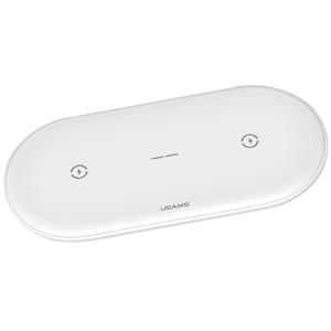 Бездротовий зарядний пристрій Usams Dual Coil Wireless Charger White [53008]