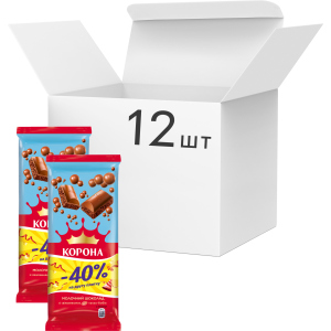 Упаковка шоколада Корона молочного пористого (80 г + 80 г) х 12 шт (7622210662897) краща модель в Житомирі