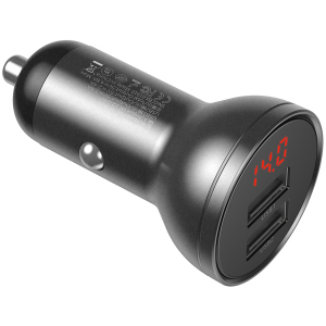 Автомобильное зарядное устройство Baseus Digital Display Dual USB 4.8A Car Charger 24W Grey (CCBX-0G) в Житомире