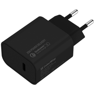 Сетевое зарядное устройство СolorWay Power Delivery Port USB Type-C (20W) V2 Black (CW-CHS026PD-BK) в Житомире