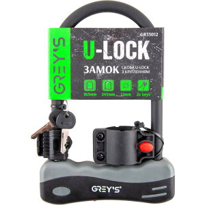 Замок Grey`s скоба U-lock із кріпленням 12 x 165 x 245 мм (GR33012) ТОП в Житомирі