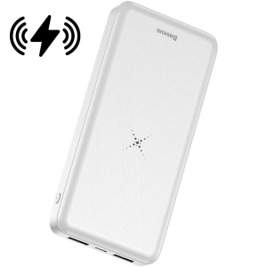 Павербанк Baseus 2USB, 2.1A Wireless 10000 mAh для /iPhone/Android/AirPods white