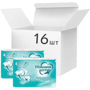 Упаковка туалетной бумаги Ніжний дотик 2 слоя 16 пачек по 6 рулонов (4823019010862) в Житомире