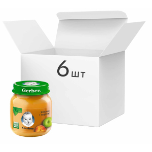 Упаковка фруктового пюре Gerber Яблуко та персик з 6 місяців 130 г х 6 шт (7613287166937) краща модель в Житомирі