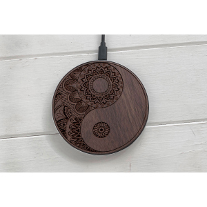 Быстрая беспроводная деревянная зарядка SkinWood Black Fast Charge Yin-Yang