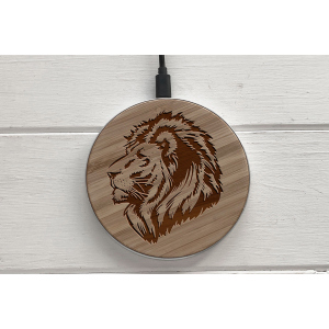 хорошая модель Быстрая беспроводная деревянная зарядка SkinWood White Fast Charge lion-king