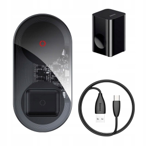 Беспроводное зарядное устройство Baseus Simple 2in1 Wireless Charger Turbo Edition 24W (with 12V Charger) Black (TZWXJK-B01) ТОП в Житомире