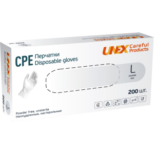 Перчатки одноразовые нестерильные, неопудреннные CPE Unex Medical Products размер L 200 шт. — 100 пар Белые (4870238550808) ТОП в Житомире