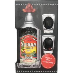 купить Текила Sierra Silver 0.7 л 38% с двумя рюмками в подарочной упаковке (62400115896)