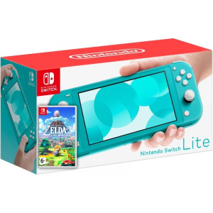 хорошая модель Nintendo Switch Lite Turquoise + Игра The Legend of Zelda: Link's Awakening (русская версия)