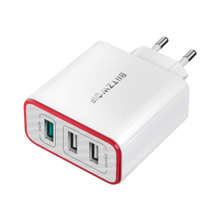 Зарядное устройство BlitzWolf BW-PL2 3 USB порта 30 W QC3.0 White (JBW-PL2White) надежный