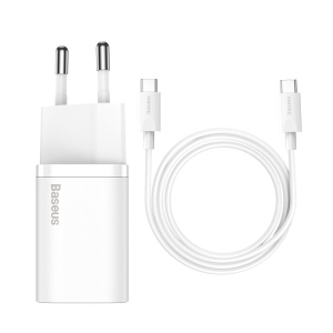 хорошая модель Зарядное устройство Baseus Quick Charger 25W + кабель USB-C 1m для iPhone|iPad|Samsung|Xiaomi|Huawei|Meizu|OnePlus|LeEco white