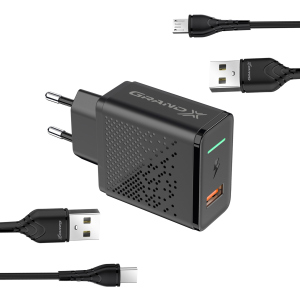 Зарядний пристрій Grand-X Fast Charge 3-в-1 QC3.0, FCP, AFC, 18W MicroUSB +TypeC (CH-650MT) в Житомирі