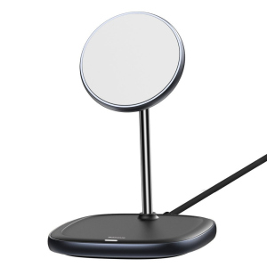 Беспроводное зарядное устройство Baseus Swan Magnetic Desktop Bracket Wireless Charger Suit for iPhone 12 Black (WXSW-01) ТОП в Житомире