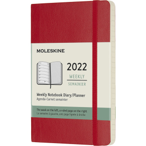 Тижневик Moleskine 2022 9 х 14 см 144 сторінки Червоний М'який (8056420855852) в Житомирі