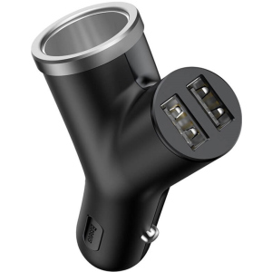 купить Автомобильное зарядное устройство Baseus Y type dual USB + cigarette lighter extended car charger 3.1 A Black (CCALL-YX01)