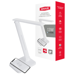 Настільна лампа Maxus DL 13W 4100K WH Wireless charger в Житомирі