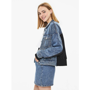 Джинсова куртка Bershka XAZ238714DCAQ XS Синя з чорним (DD8000004775050) ТОП в Житомирі